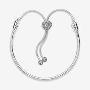 Pulsera Pandora Moments Cadena de Serpiente con Cierrre Deslizante Corazón en Pavé