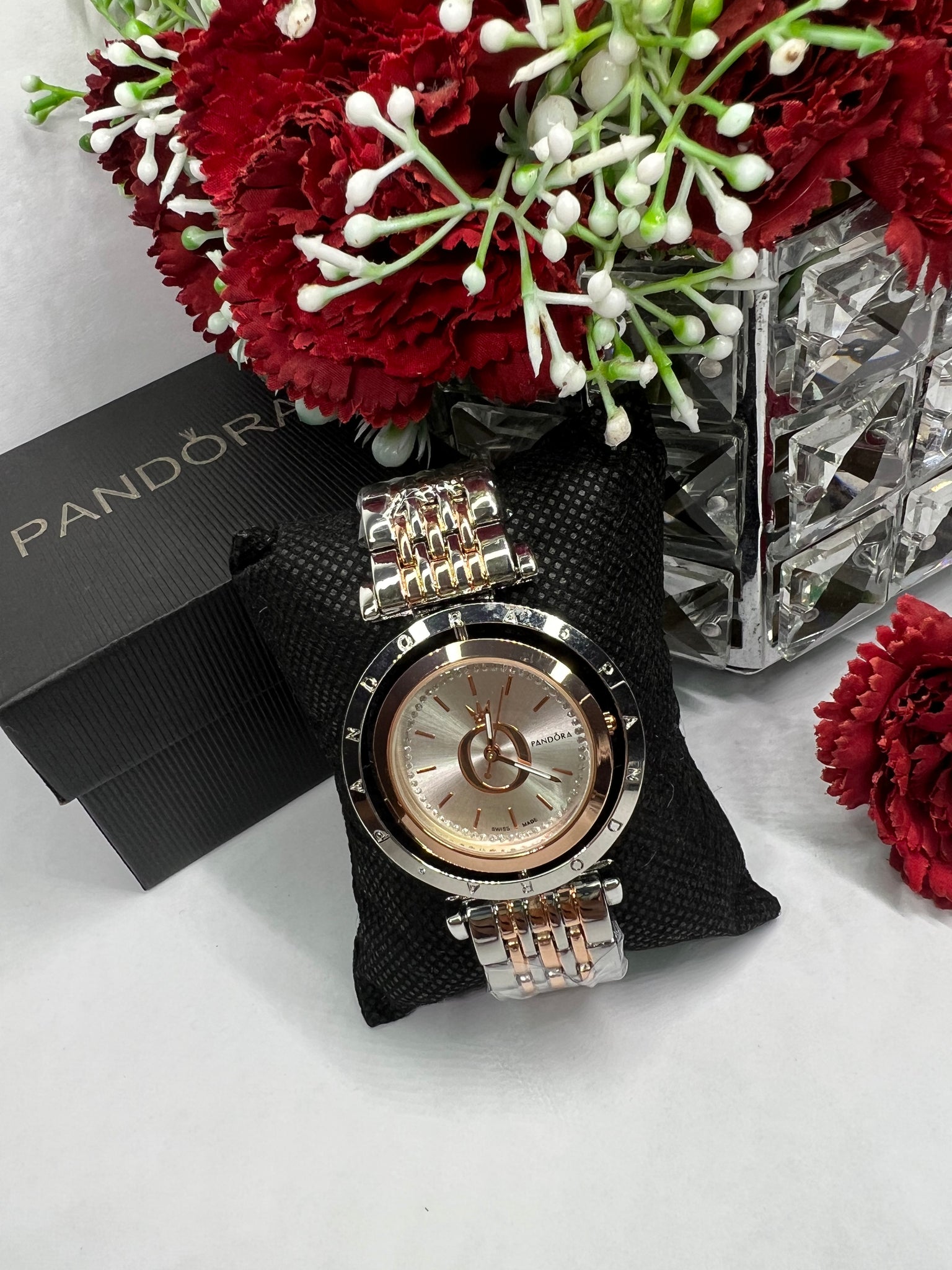 Reloj Pandora Plateado con Borde Rose Gold