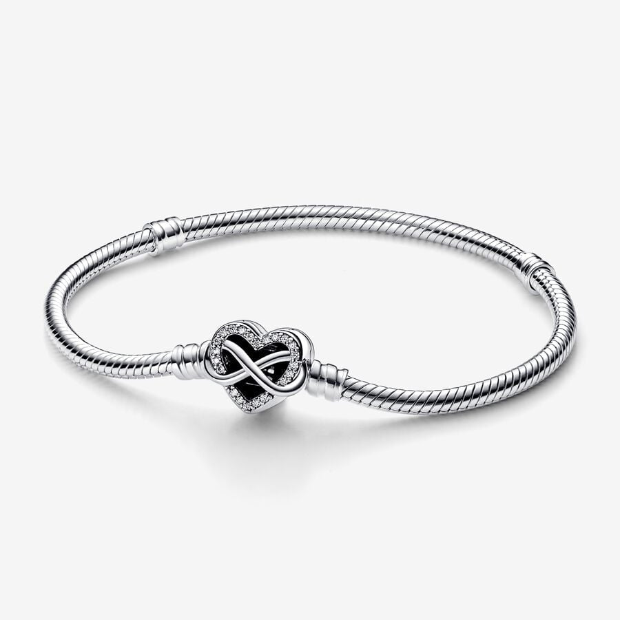 Pulsera Pandora Moments Cadena de Serpiente con Cierre Corazón Infinito Brillante