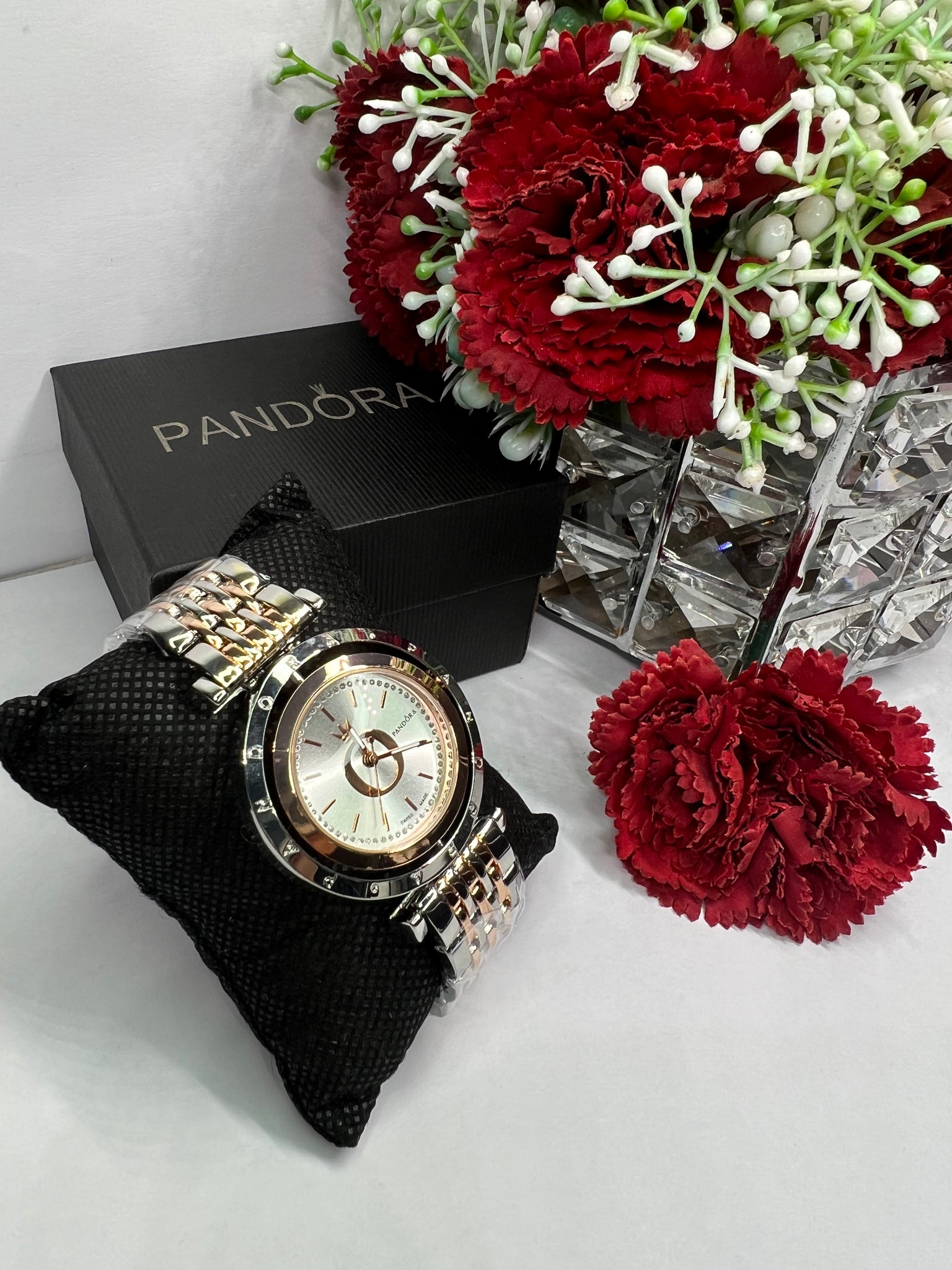 Reloj Pandora Plateado con Borde Rose Gold