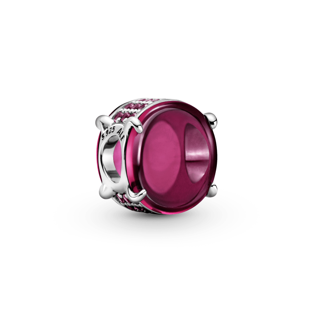 Charm Separador Cabujón oval rosa fucsia