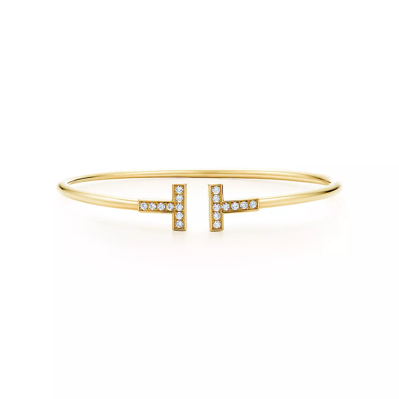 Pulsera Tiffany T Wire Dorada Con Zirconias