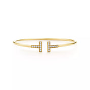 Pulsera Tiffany T Wire Dorada Con Zirconias