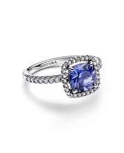 Anillo Halo Cuadrado Azul